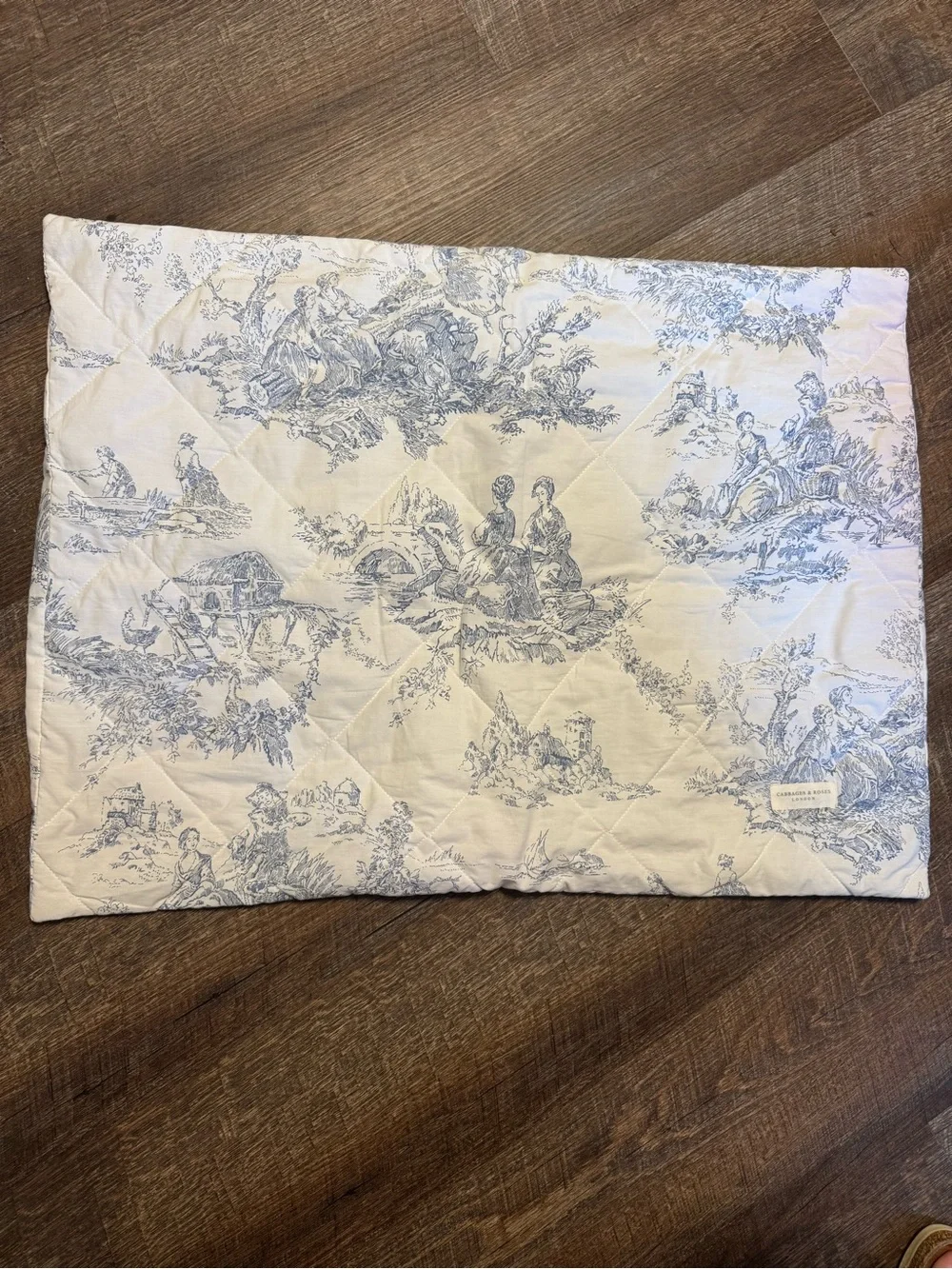 One Cabbages & Roses London Standard Pillow Quilted Sham Blue Toile